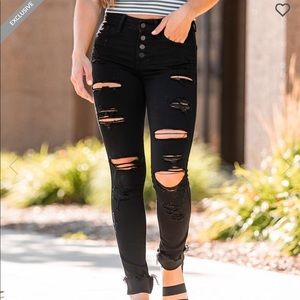 Mid- high rise distressed jeans